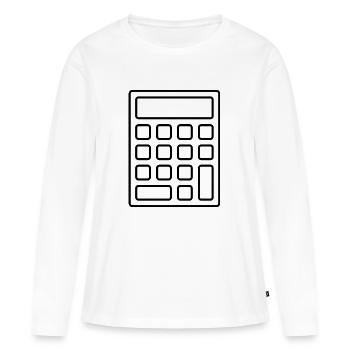 Calculatrice - T-shirt manches longues Premium bio Femme - blanc - Devant - Julia (174cm)