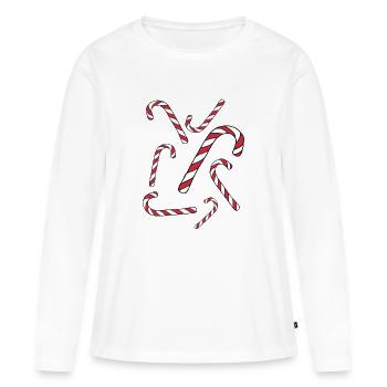 Zuckerstange - Frauen Premium Bio Langarmshirt - Weiß - Vorne - Julia (174cm)
