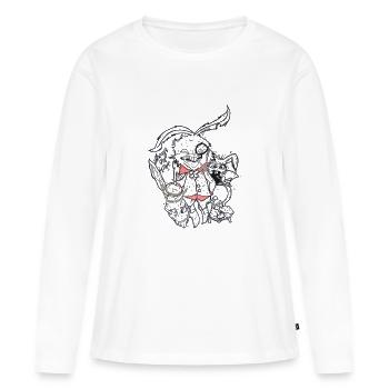Toujours à l’heure - T-shirt manches longues Premium bio Femme - blanc - Devant - Julia (174cm)