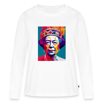 Queen Elizabeth Abstrait Coloré - T-shirt manches longues Premium bio Femme - blanc - Devant - Julia (174cm)