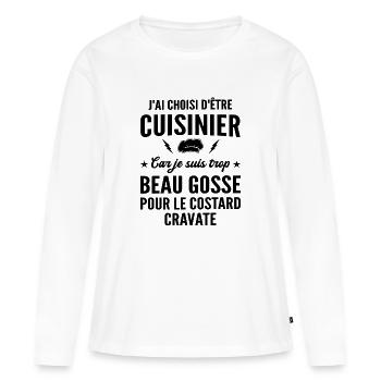 cuisinier et beau gosse / humour cuisinier - T-shirt manches longues Premium bio Femme - blanc - Devant - Julia (174cm)