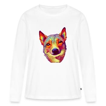 Propriétaire de chien Chien de berger Chien Propriétaire de chien - T-shirt manches longues Premium bio Femme - blanc - Devant - Julia (174cm)