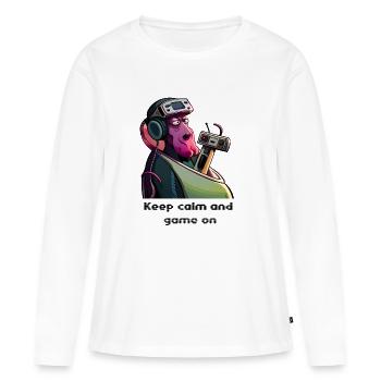 KeepCalm - T-shirt manches longues Premium bio Femme - blanc - Devant - Julia (174cm)