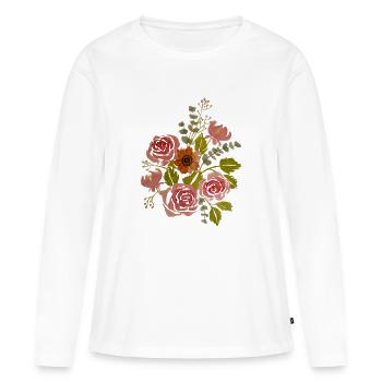 Bouquet de fleurs - T-shirt manches longues Premium bio Femme - blanc - Devant - Julia (174cm)
