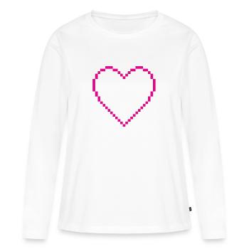 Coeur rose - T-shirt manches longues Premium bio Femme - blanc - Devant - Julia (174cm)
