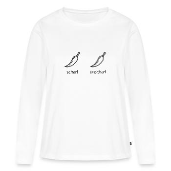 Piment chaud défocalisé - T-shirt manches longues Premium bio Femme - blanc - Devant - Julia (174cm)