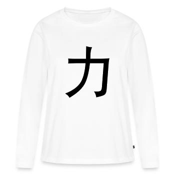 Chinesische Worte: Kraft - Frauen Premium Bio Langarmshirt - Weiß - Vorne - Julia (174cm)