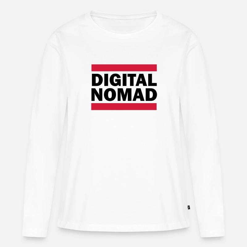 Digital Nomad - Frauen Premium Bio Langarmshirt - Weiß