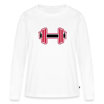 Haltère - T-shirt manches longues Premium bio Femme - blanc - Devant - Julia (174cm)