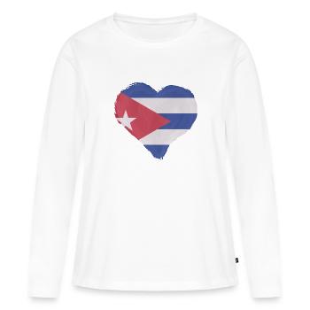 Drapeau de Cuba Caraïbes Vacances Cuba Voyage La Havane - T-shirt manches longues Premium bio Femme - blanc - Devant - Julia (174cm)