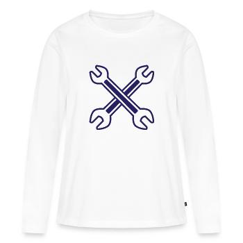 Clé Crossed - T-shirt manches longues Premium bio Femme - blanc - Devant - Julia (174cm)