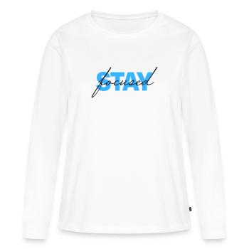 restez concentré - T-shirt manches longues Premium bio Femme - blanc - Devant - Julia (174cm)