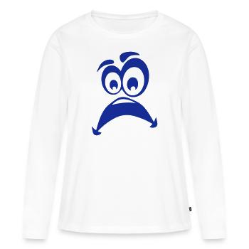 smiley triste - T-shirt manches longues Premium bio Femme - blanc - Devant - Julia (174cm)