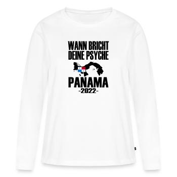 WANN BRICHT DEINE PSYCHE PANAMA - Frauen Premium Bio Langarmshirt - Weiß - Vorne - Julia (174cm)