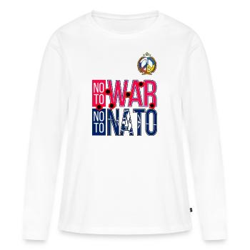 NON À LA GUERRE NON À L’OTAN | MARCHE MONDIALE POUR LA PAIX 2023 - T-shirt manches longues Premium bio Femme - blanc - Devant - Julia (174cm)