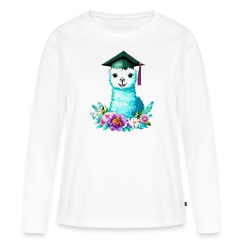 Certificat de fin d’études en alpaga - T-shirt manches longues Premium bio Femme - blanc - Devant - Julia (174cm)