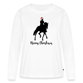 Dressurreiterin Zylinder mit Weihnachtsmütze - Frauen Premium Bio Langarmshirt - Weiß - Vorne - Julia (174cm)