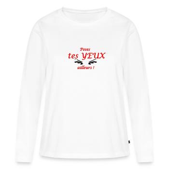 Richte deinen Blick woanders hin 2 - Frauen Premium Bio Langarmshirt - Weiß - Vorne - Julia (174cm)