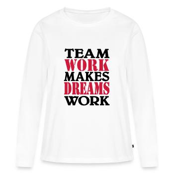 Team work makes dreams work - T-shirt manches longues Premium bio Femme - blanc - Devant - Julia (174cm)
