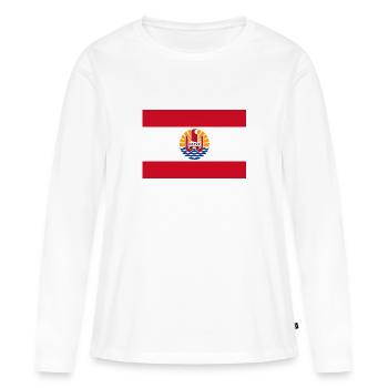 Drapeau national de la Polynésie française - T-shirt manches longues Premium bio Femme - blanc - Devant - Julia (174cm)