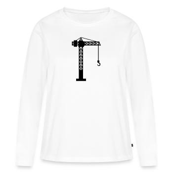 Grue chantier - T-shirt manches longues Premium bio Femme - blanc - Devant - Julia (174cm)