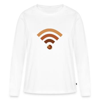 wifi noisette - T-shirt manches longues Premium bio Femme - blanc - Devant - Julia (174cm)