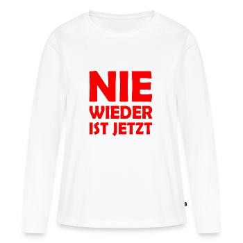 Nie wieder ist jetzt - Frauen Premium Bio Langarmshirt - Weiß - Vorne - Julia (174cm)