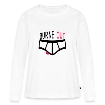 burne out burnout slip citation couille - T-shirt manches longues Premium bio Femme - blanc - Devant - Julia (174cm)