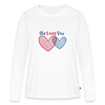 Elle t’aime - T-shirt manches longues Premium bio Femme - blanc - Devant - Julia (174cm)