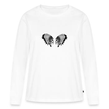 Indiens Chef tête de mort Parures de plumes - T-shirt manches longues Premium bio Femme - blanc - Devant - Julia (174cm)