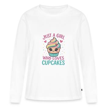 Cupcake Liebe – Just a Girl Who Loves Cupcakes - Frauen Premium Bio Langarmshirt - Weiß - Vorne - Julia (174cm)