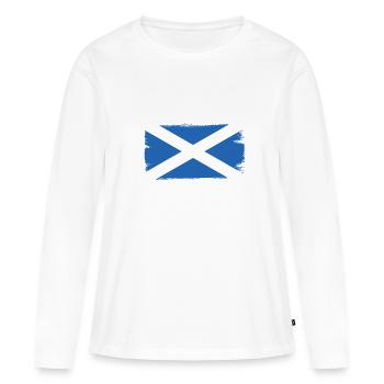 Écosse Drapeau écossais Alba GB Royaume-Uni - T-shirt manches longues Premium bio Femme - blanc - Devant - Julia (174cm)