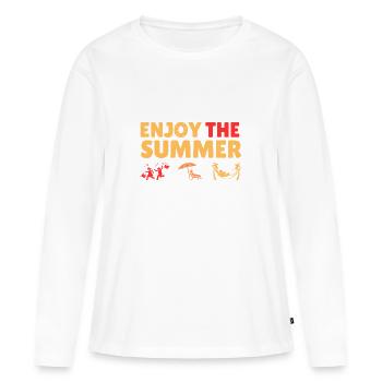 Genießen Sie den Sommer - Frauen Premium Bio Langarmshirt - Weiß - Vorne - Julia (174cm)