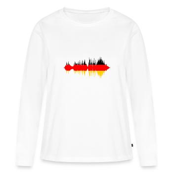 Drapeau de l’Allemagne Drapeau allemand utilisé Look Homeland - T-shirt manches longues Premium bio Femme - blanc - Devant - Julia (174cm)