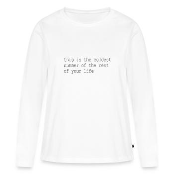 Slogan pour la protection du climat - T-shirt manches longues Premium bio Femme - blanc - Devant - Julia (174cm)
