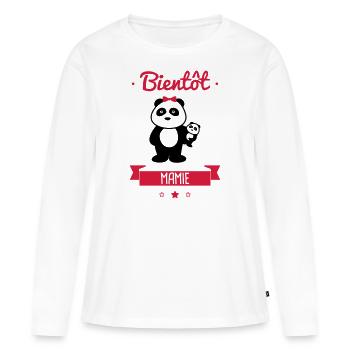 Bientôt Mamie Future grand-mère - T-shirt manches longues Premium bio Femme - blanc - Devant - Julia (174cm)