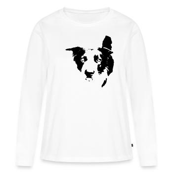 Border collie - T-shirt manches longues Premium bio Femme - blanc - Devant - Julia (174cm)