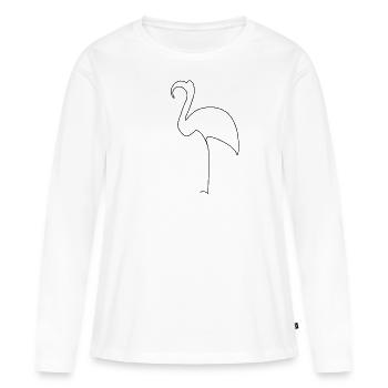 Flamingo - Frauen Premium Bio Langarmshirt - Weiß - Vorne - Julia (174cm)