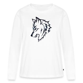 Wolf silhouette Galaxy - Frauen Premium Bio Langarmshirt - Weiß - Vorne - Julia (174cm)