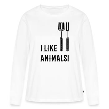 I Like Animals! (Grillbesteck / Black) - Frauen Premium Bio Langarmshirt - Weiß - Vorne - Julia (174cm)