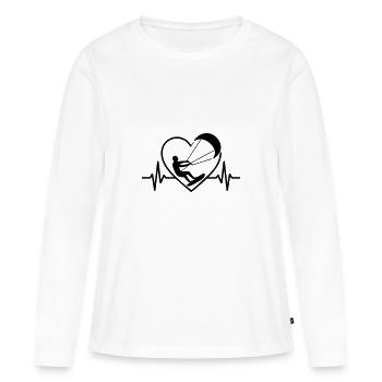 Kitesurfen Kitesurfer Herz Leidenschaft - Frauen Premium Bio Langarmshirt - Weiß - Vorne - Julia (174cm)