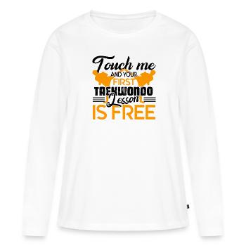 Taekwondo First Taekwondo Lesson Is Free - Women's Premium Organic Long Sleeve Shirt - white - Front - Julia (174cm)