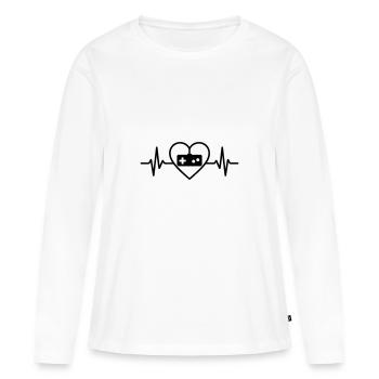 Herz Retro Videospiele Controller - Frauen Premium Bio Langarmshirt - Weiß - Vorne - Julia (174cm)