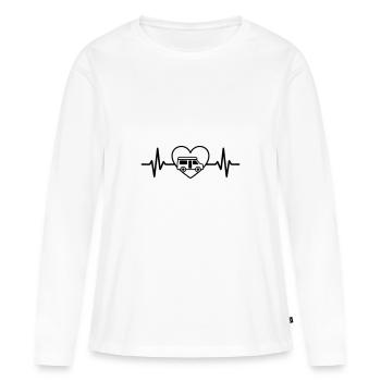 Vanlife Mon cœur m’accompagne - T-shirt manches longues Premium bio Femme - blanc - Devant - Julia (174cm)