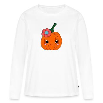 Halloween-Kürbis. - Frauen Premium Bio Langarmshirt - Weiß - Vorne - Julia (174cm)