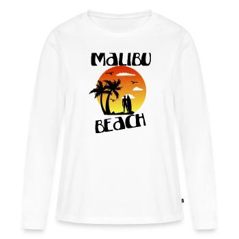 Malibu Beach été cadeau - T-shirt manches longues Premium bio Femme - blanc - Devant - Julia (174cm)