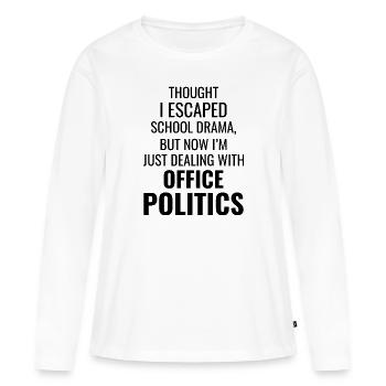 Travail Mèmes Bureau-Humour Lieu De Travail Drôle - T-shirt manches longues Premium bio Femme - blanc - Devant - Julia (174cm)