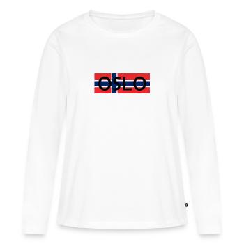 Oslo Norvège - T-shirt manches longues Premium bio Femme - blanc - Devant - Julia (174cm)