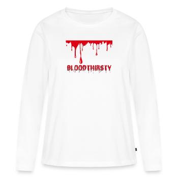 Bloodthirsty Vampir Halloween Gruselig Blut - Frauen Premium Bio Langarmshirt - Weiß - Vorne - Julia (174cm)