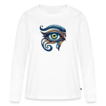 Calamaya - Eye of Horus - Œil oudjat - T-shirt manches longues Premium bio Femme - blanc - Devant - Julia (174cm)